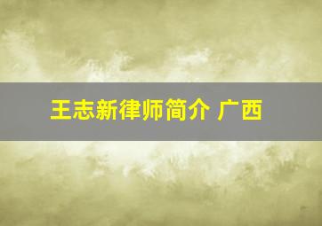 王志新律师简介 广西